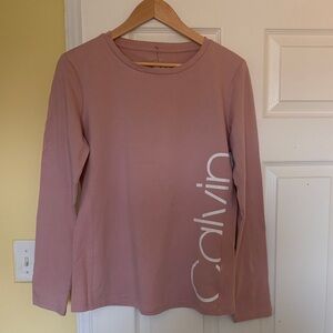 Calvin Klein Dusty Rose Long-Sleeve Logo Tee